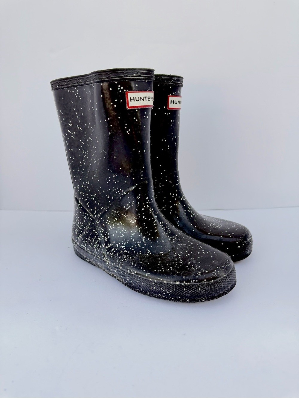 Hunter Kids First Classic Giant Glitter Black Rain Boots